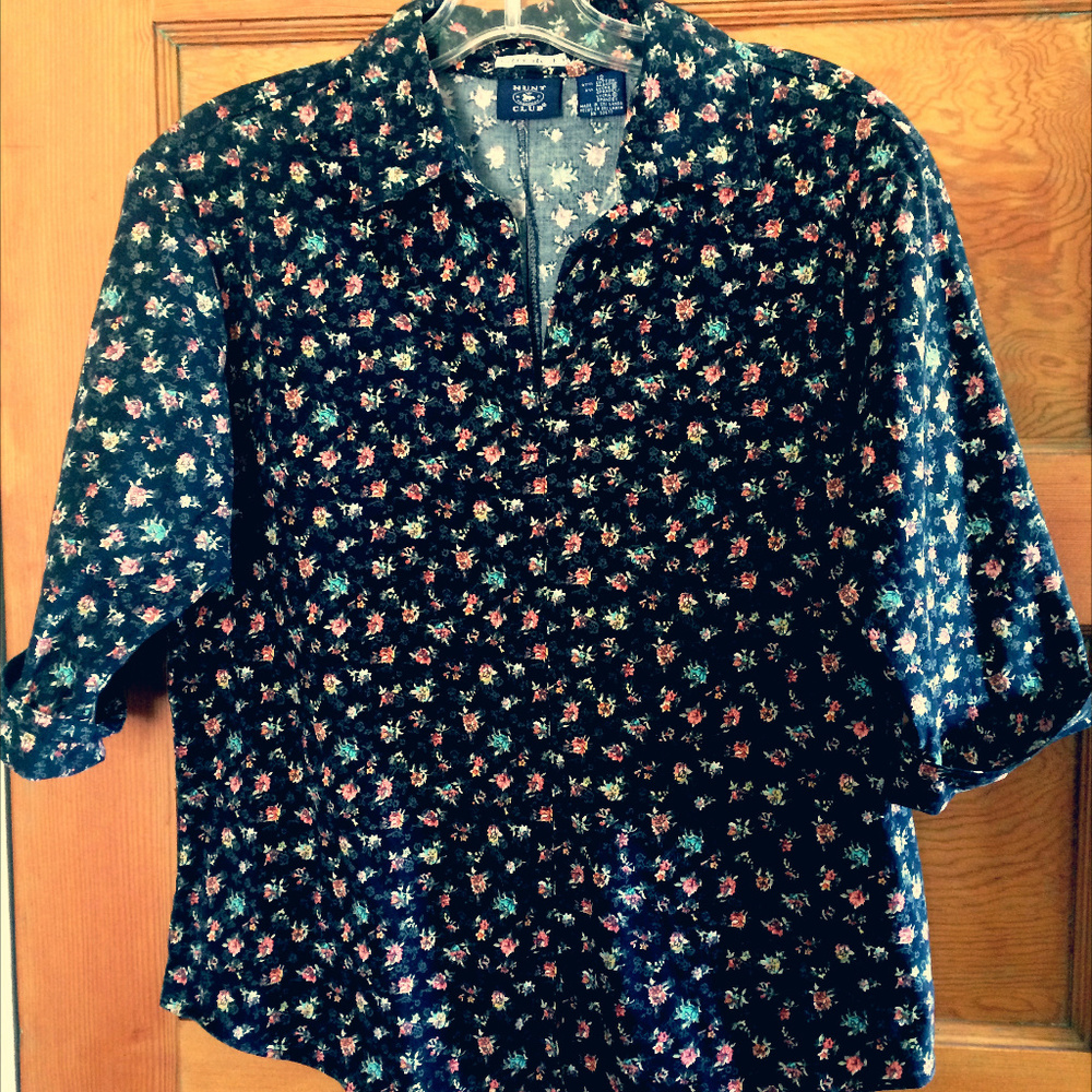 HUNT CLUB Stretch Floral Blouse Sz 12